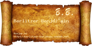 Berlitzer Benjámin névjegykártya